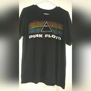 Pink Floyd Dark Side Of The Moon Black Tee with Rainbow Design